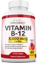 NaturalisoLife Witamina B12 6000 µg - Szybkie rozpuszczanie Truskawki Flavor Nuggets - 60 Nuggets, Non-GMO, Wegan, Gluten Free