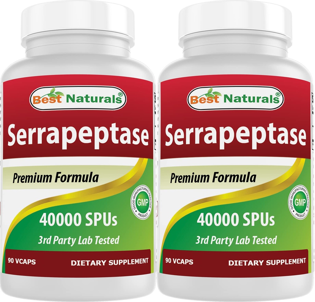 Najlepsi naturalni Serrapeptaza 40000 SPU 90 Vcaps (90 Liczba (Opakowanie po 2))