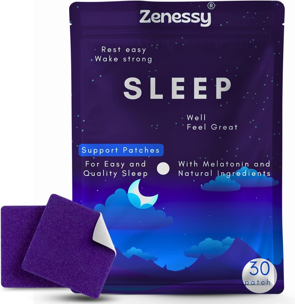 Łaty senne - Melatonina ziołowa, korzeń waleriany i plastry magnezu Infused Patches for Better Sleep, All- Night Rest & Relaxation, Non-Habit Forming, Łatwe do zastosowania, 30 Łaty