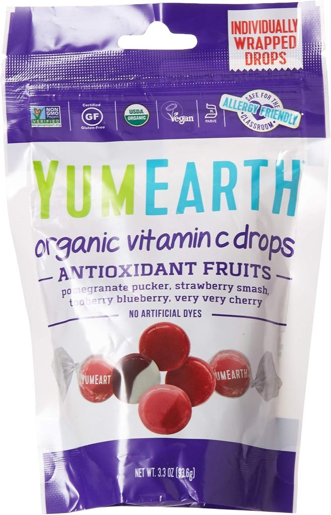 Yummy Earth Organic Witamina C Krople Antyoksyfruty, 3.3 Ounce