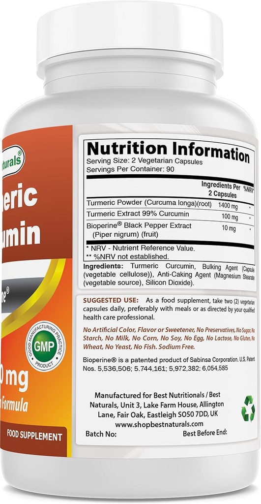 Kurkumina turmerowa 1500mg z bioperyną i tlenkiem magnezu 500 mg