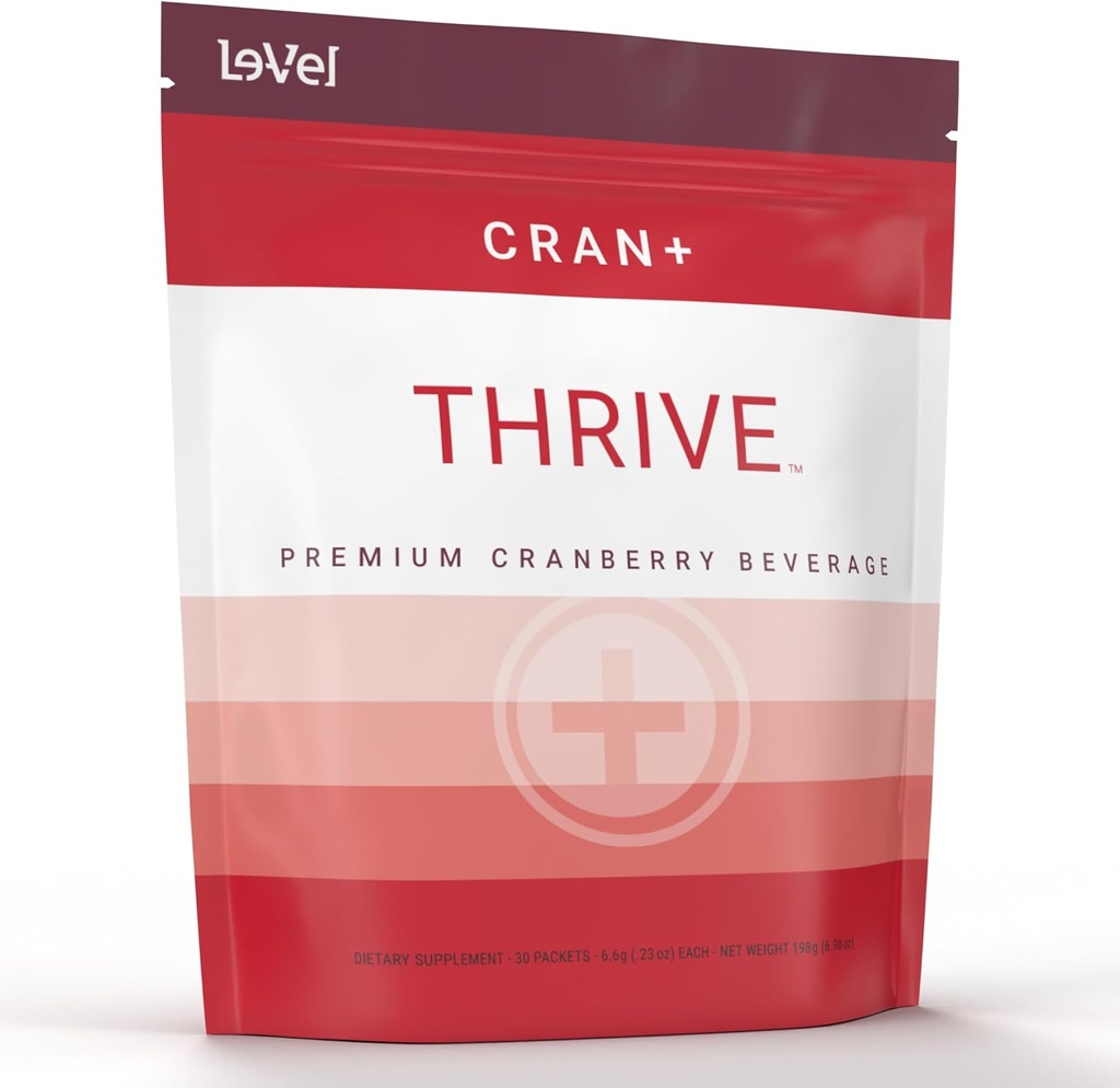 Le- Vel Thrive Cran + 124; Herbal Supplement Powder for Urynary Tract Health 124; z D- Mannose, Żurawina, Jabłko Cider Ocet & Przeciwutleniacze