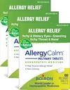 Boiron AllergyCalm Tablets 180 Count, Relief from Allergies and Hay Fever Symptom of Sneezing, Runny Nose, and Itchy Eyes or Throat, Allergy Calm Tabs (Formerly RhinAllergy) (Opakowanie po 3 60ct Pudełka)