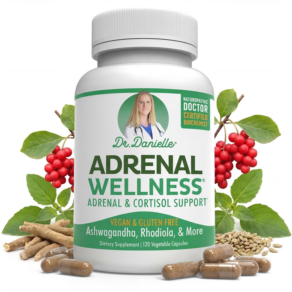 Adrenal Wellness Ashwagandha & More - Organiczny umysł, wsparcie ciała przez dr Danielle, 120 kapsułki