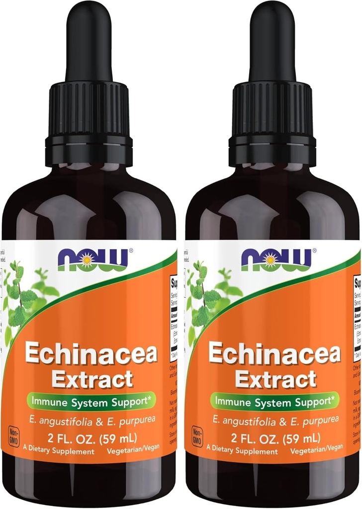 Teraz suplementy, Echinacea ekstrakt płynny z kroplomierzem, Wsparcie systemu immunologicznego *, 2- unce (Opakowanie 2)