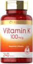 Witamina Carlyle K 100 µg ↓ 124; 240 Tabletki ↓ 124; Wegetarianin, Non-GMO, Gluten Free Supplement