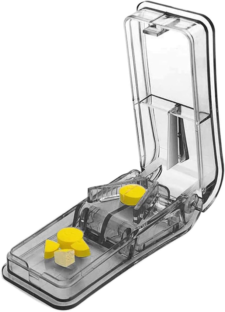 Pill Cutter for Small or Large Pills. Najlepszy multiple pill splitter ever! Projekt w USA. Podwójne jak pilka. Nie nadaje się do małych tabletek. Keychain Pill Holder jako bonus. (Gray)