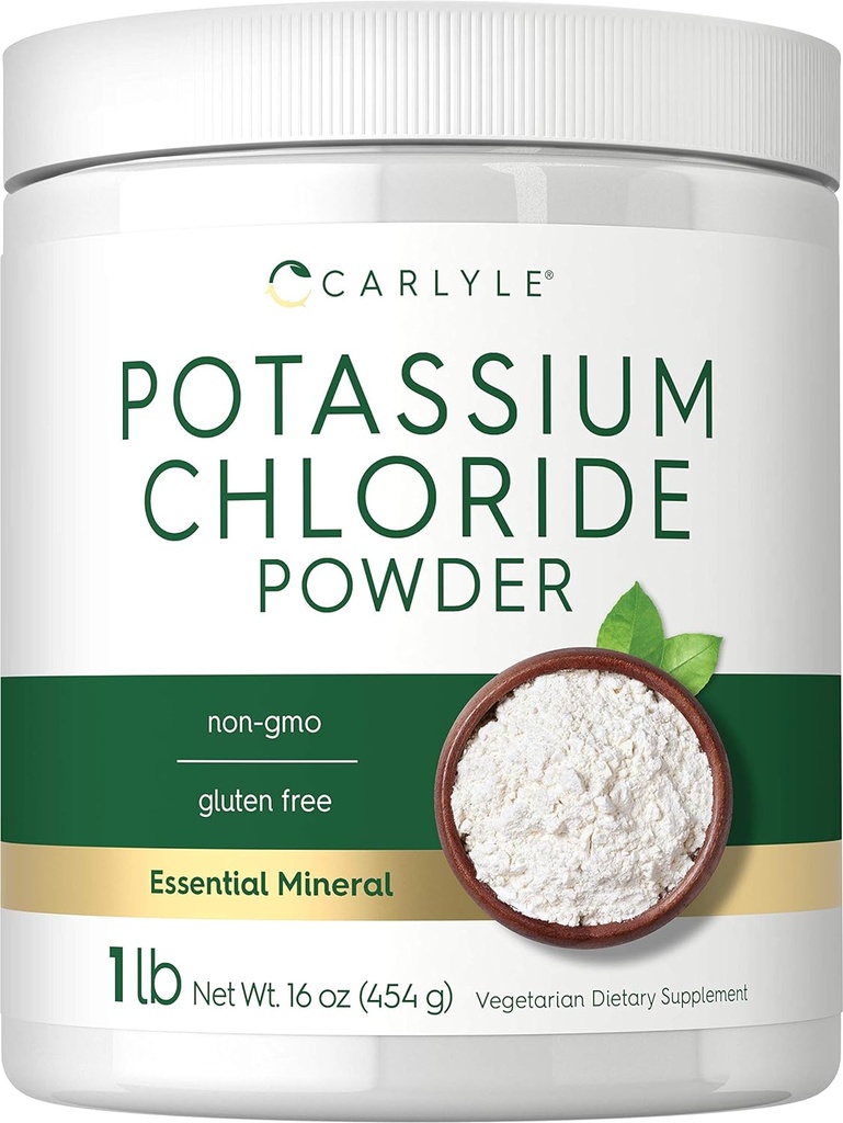 Carlyle Potasu Chlorek w proszku Suplement 16 oz 124; Food Grade 124; Salt Substitute Equipment 124; Wegan, Wegetarianin, Non-GMO, Gluten Free