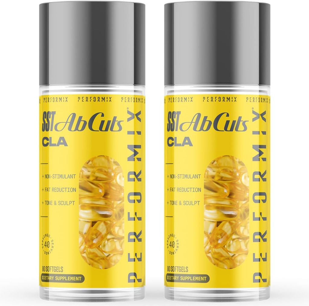 PERFORMIX - Abcuts SST - CLA 1000 mg - Stim Free - Termogeniczne - Cele Fitness - Metabolizm Booster - Zdrowie i Wellness - Omega 3, Nasienie lniane i Witamina E - Wstępny trening - 160 Softgels