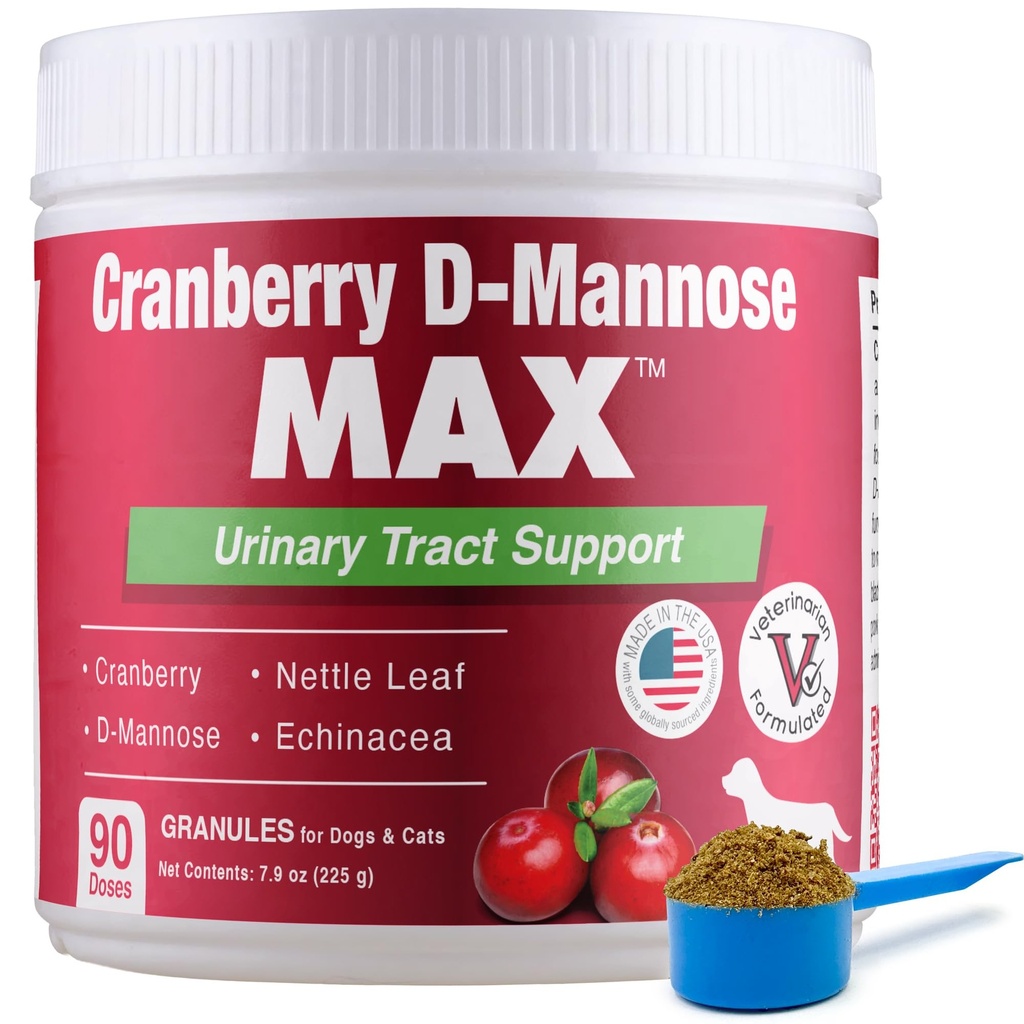 Żurawina D Mannose MAX- Pies Trakt moczowy (UT) Zdrowie, Bledder i Nerki Suplement wsparcia - UTI Bledder Control for Dogs- Granules (90 Days)