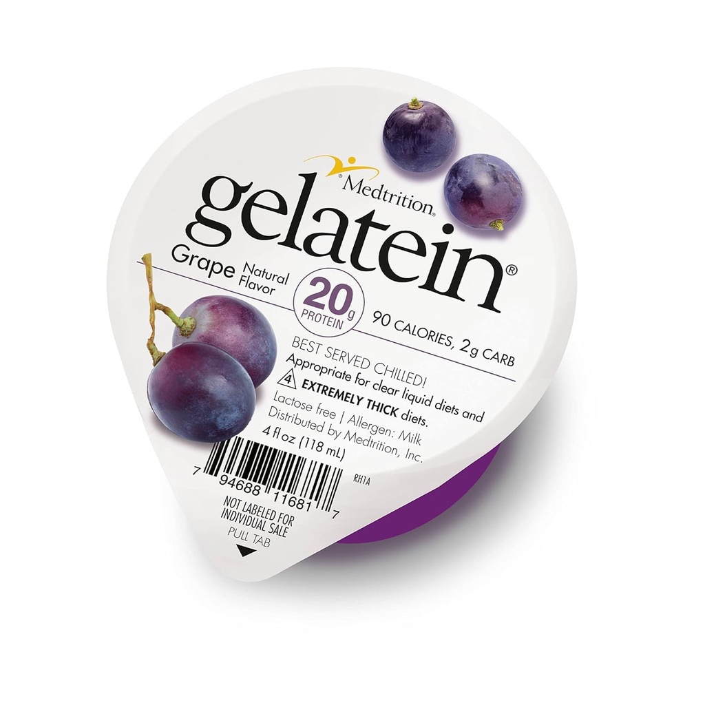 Medtrition żelatein Grape- wysoki poziom białka, bezcukrowy żelatyna z 20 Gramy białka 124; Idealny do jasnych diety płynnych, połykania trudności, bariatryczne, Dializy i Onkologii (36 Służenie)