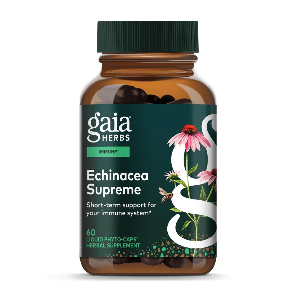 Gaia Herbs Echinacea Supreme - Suplement wsparcia immunologicznego - Echinacea Purpurea & Angustifolia Mieszanka do wsparcia układu immunologicznego * - 60 Vegan Liquid Phyto- Kapsułki (30- Day Supply)