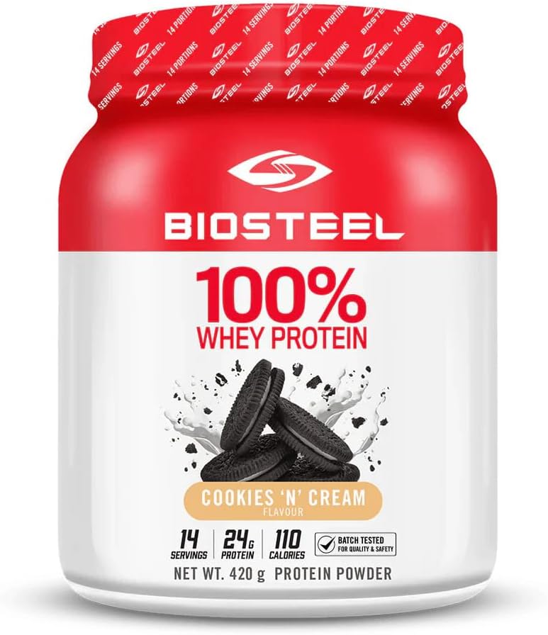 BIOSTEEL 100% Proszek z białka serwatki - Cookies & Cream, 14 Służenia, 24 g białka, Białko serwatki dla sportowców Pro, Bez cukru, RBGH Free, Nie-GMO, Ulepszony Odzysk i Muscle Building