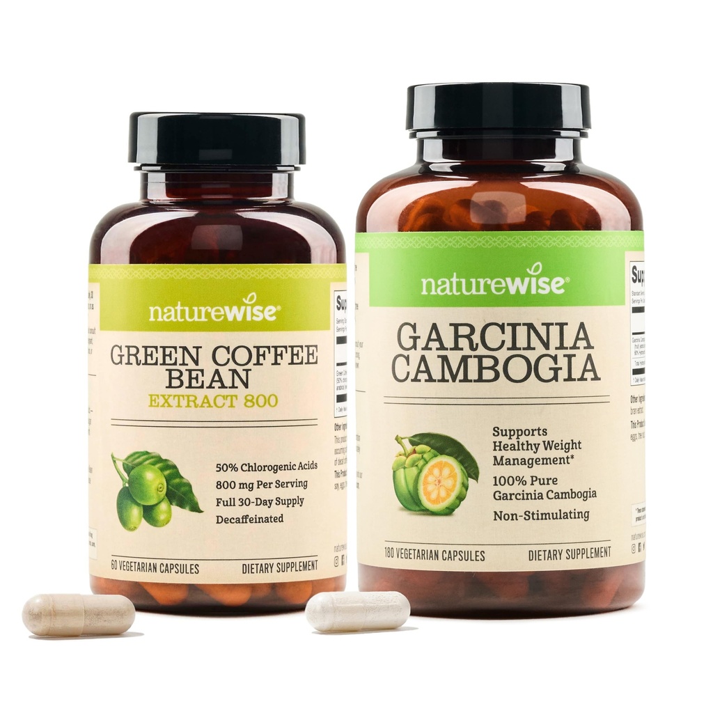 NatureWise Zielona Fasola Kawa 800mg i Garcinia Cambogia 180 Kapsułki Weight Goals Wsparcie