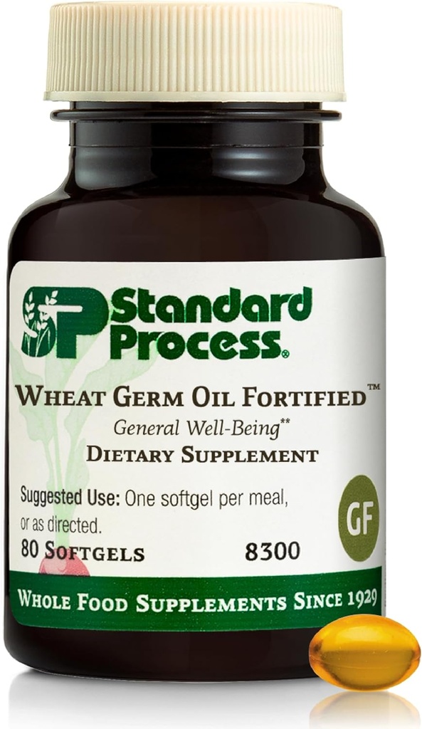 Standard Process Wheat Germ Oil Fortified - Immune Supplement to Aid Antioksydant Activity - Gluten- Free, Non-Dairy & Non-Soy - 80 Softgels (80 Servings)
