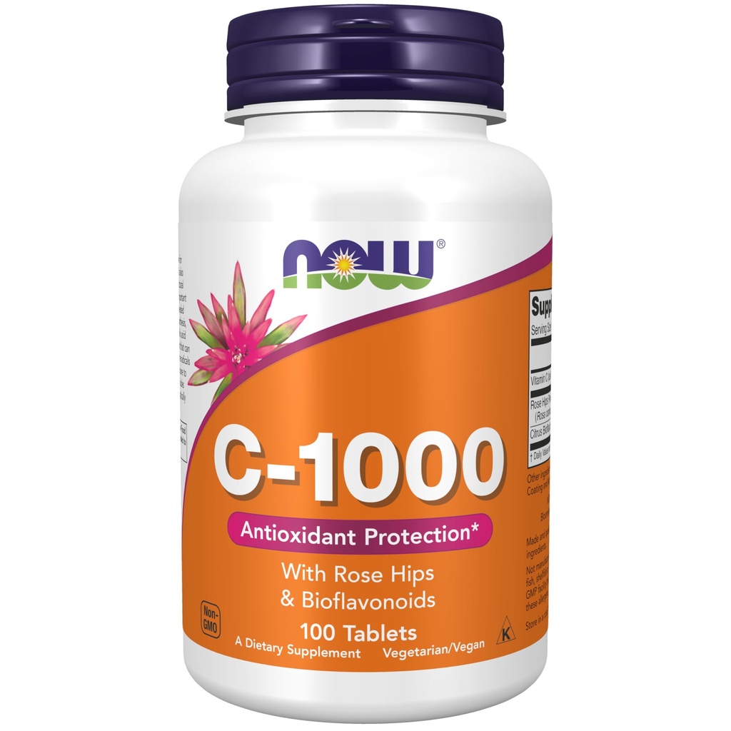 Teraz suplementy żywności, Witamina C- 1000 z Rose Hips & Bioflavonoids, Antyoksydant Protection *, 100 Tabletki