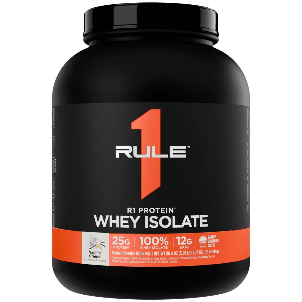 Zasada 1 R1 Białko Izolat serwatki - z 25g protein & 6g BCAA Wyłącznie z izolowanych i zhydrolizowanych źródeł do odzyskiwania energii (5 funtów *, Vanilla Creme)
