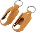Generic Asthma Inhaler Holder, Inhaler Case Inhaler Carrying Holder Clasp Closure Safety Carabiner Clip 2pcs Portable PU Leather Inhaler Protective Holder (Turmeric)