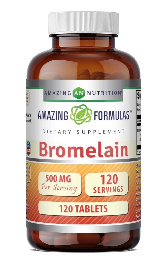 Imponujące preparaty do początkowego żywienia niemowląt Bromelain 500 Mg (300 GDU) 124; Suplement do tabletów 124; NieGMO 124; Bezglutenowe produkty do początkowego żywienia niemowląt 124; Made in USA (1 Pack 124; 120 Count)