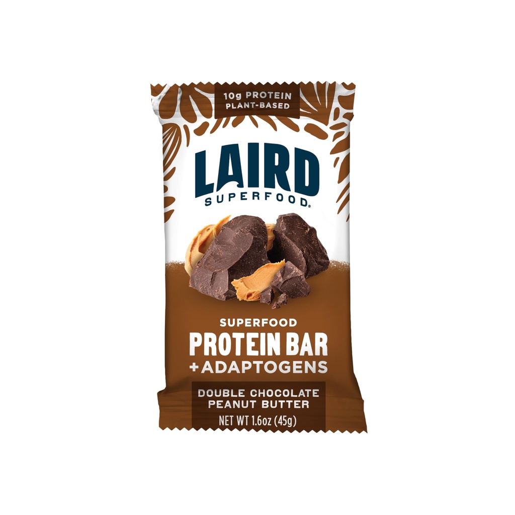 Laird Superfood Functional Protein Bars, Protein Bar, ale lepiej z Real Ingredients, Functional Mushrooms 10g Plant- Based Protein, 6g Fiber, Double Chocolate Peanut Masło, 10 Count (Pack of 1)