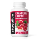 STAY ALIVE tabletki żurawinowe dla kobiet i mężczyzn 1000mg z D- mannose, Hibiscus i Grapefruit Seed Extract, 120 Count, D- mannose Żurawinowy suplement, Wegan, Non-GMO i Gluten- wolne kapsułki