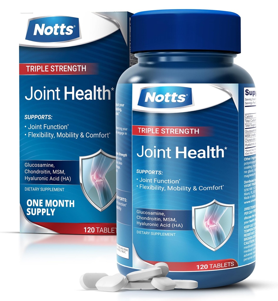 Joint Health Triple Siła 124; Glukozamina, Chondroitin & MSM, Joint Support Supplement, 120 Tabletki powlekane