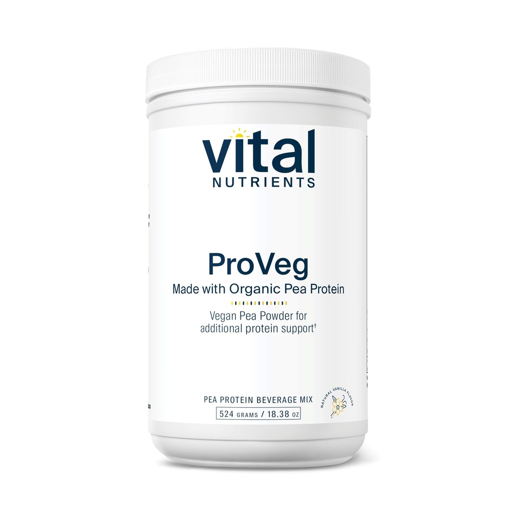 Vital Nutrigents ProVeg Organic Pea Protein 524g < 124; Vegan Pea Protein Powder < 124; 23 g Protein per Serving > 124; Natural Vanilla Flavor > 124; Gluten, Dairy, Soy Free > 124; Non-GMO > 124; 16 Servings