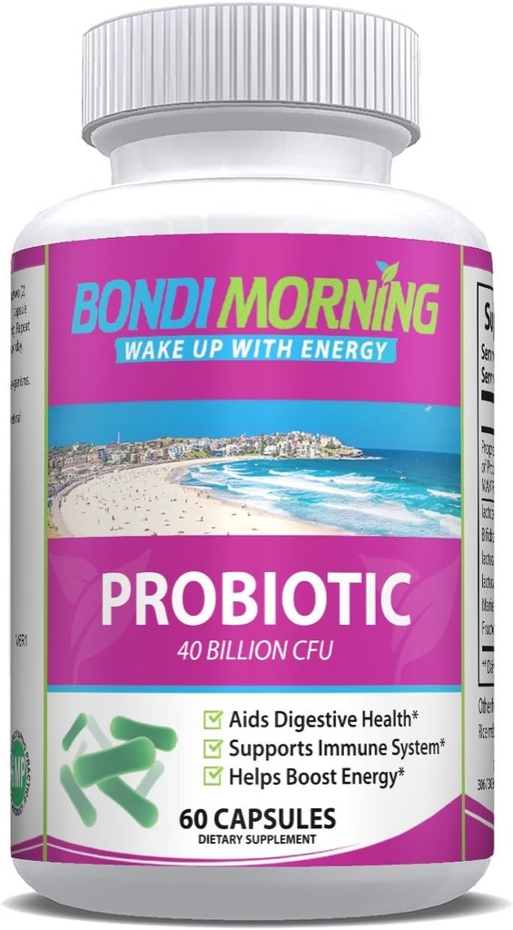 Probiotyki dla kobiet i mężczyzn 124; Wspomaga system immunologiczny, Zdrowie i Boost Disease Energy 124; Wysoka moc i łatwe wchłanianie 124; 40 Miliard CFU Complex 124; 60 Kapsułki