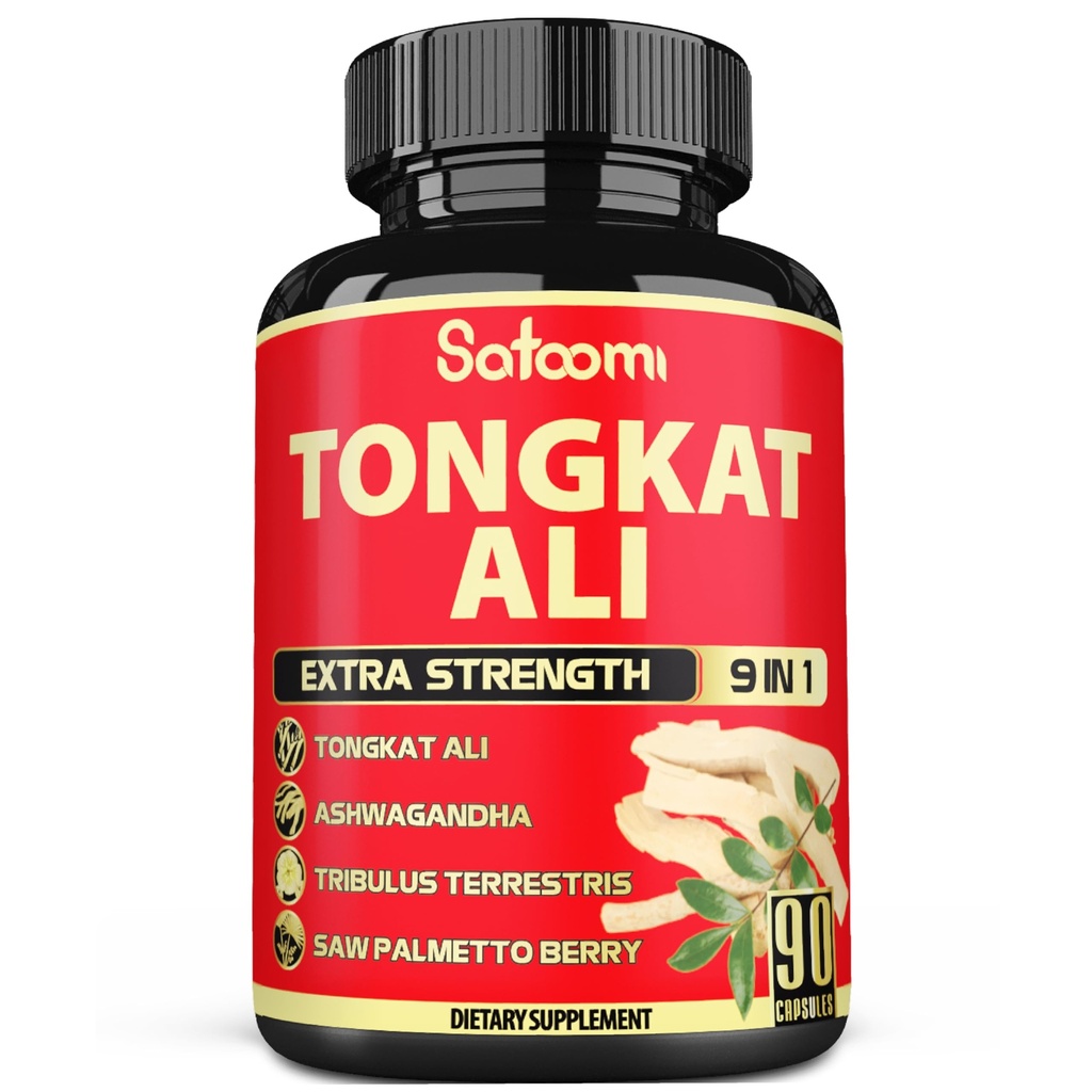 Satoomi 9in1 Tongkat Ali Root Extract - Ashwagandha, Tribulus Terrestris - 90 Kapsułek na 3 miesiące - Support Strength, Energy & Healthy Immune