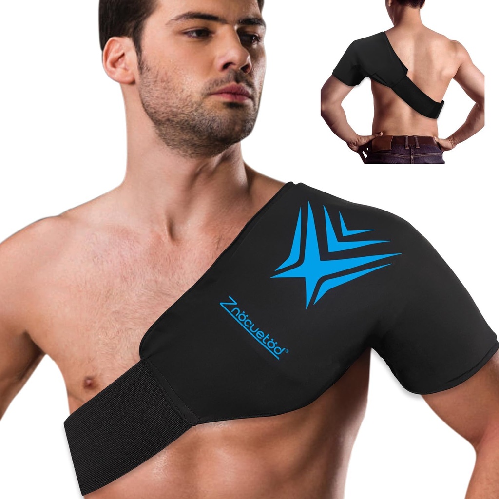 Ramię Ice Pack Rotator Cuff Cold Therapy Elastyczne wielokrotnego użytku żel Ice Cold Pack Kompresja Wrap dla urazów Ból Relief & Tendonitis, Odzysk po operacji ramię, Obrzęk (czarny)