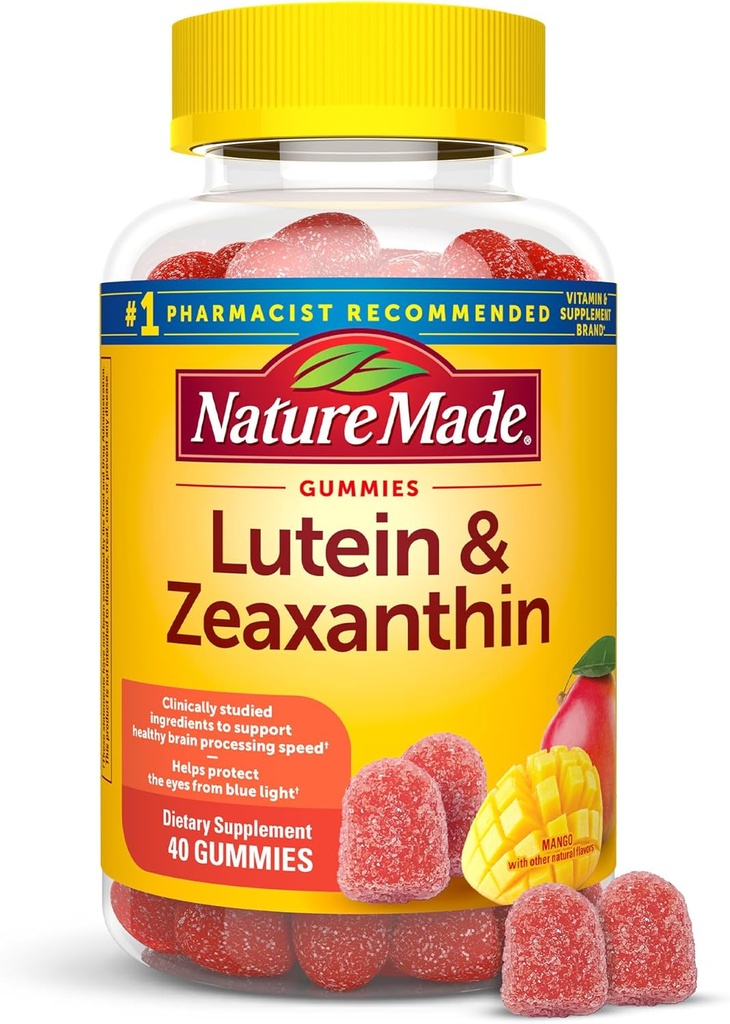 Nature Made Lutein & Zeaksantyny Gummies, Eye and Brain Supplement, 40 Wegan Gummies, 20 Day Supply