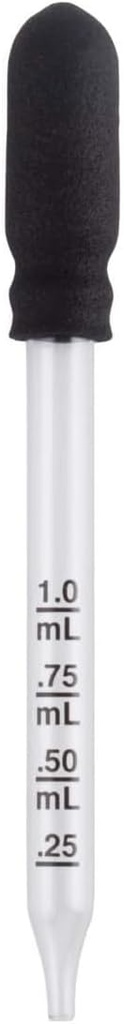 EZY DASE Dzieci Straight- Tip Uszy i kroplomierz medycyny oka kroplomierzem do cieczy i medycyny, 1 ml pojemności kalibrowane szkło, gumowe Bulb, Dostarczanie Prawidłowa dawka, jasne, BPA wolny