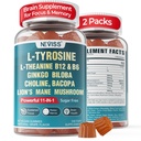 11- IN-1 Suplement mózgu dla pamięci i ostrości z L- Tyrosine L- Theanine, Methylled B12 & B6, Ginkgo Biloba, Bacopa Monnieri, Choline for Focus, Nootropic, Energia, 2Packs