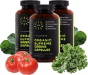 Vita Supreme Organic Super Greens Superfood kapsułki, Suplement odżywczy dla Gut zdrowia, Wsparcie immunologiczne, trawienie, Energia i więcej (Non-GMO, Keto, Wegan) 180 kapsułki, 3 opakowania