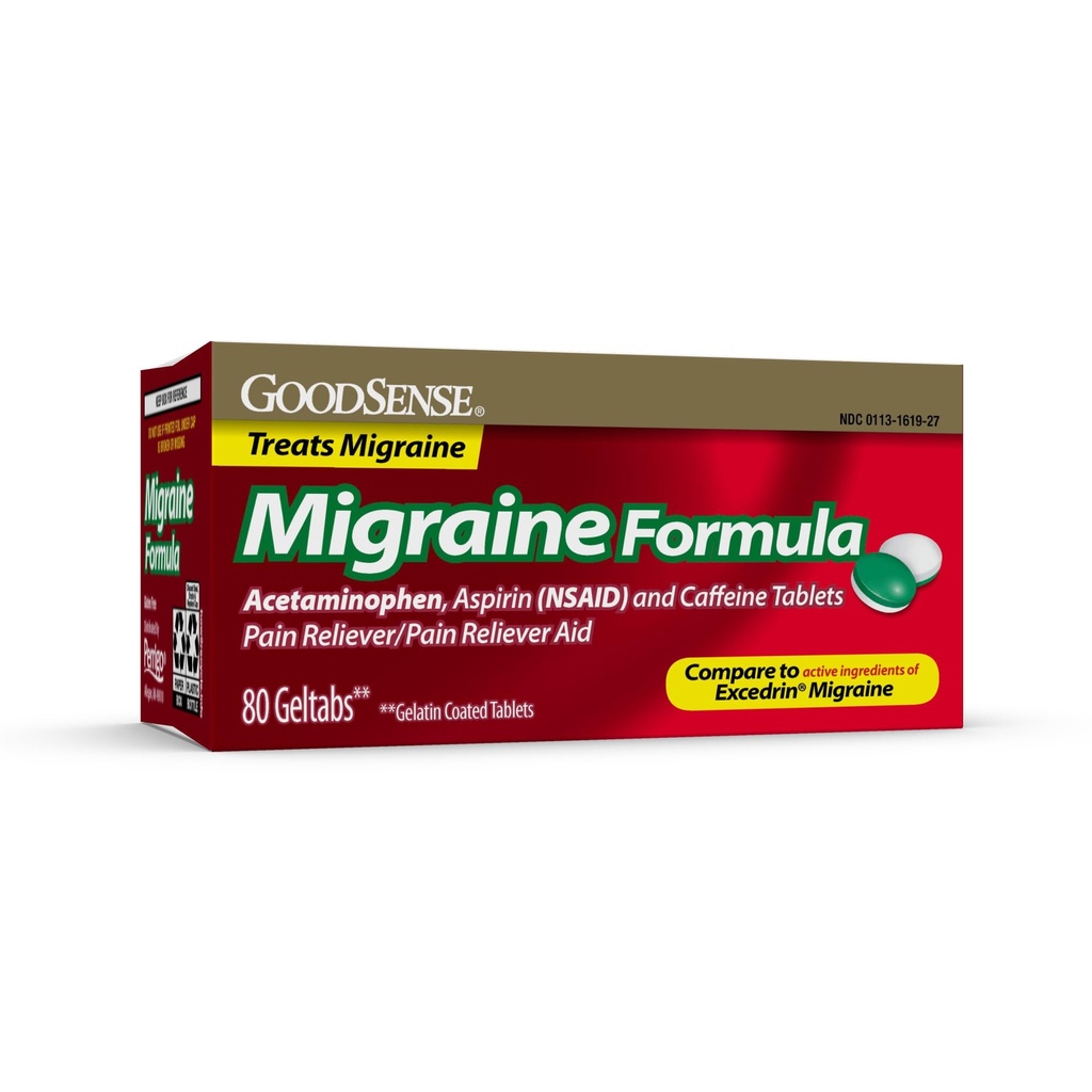 GoodSense Migrena Relief Geltabs, Acetaminofen, Aspiryna (NLPZ) i Kofeina, 80