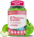Niacynamid 500 mg Gummie, Suplement witaminy B3 do żucia z Resveratrol 500 mg, Wysoka potencja Niacyna dla przeciwutleniaczy, Zdrowie skóry i mózgu, Wsparcie immunologiczne, Wegański Jabłkowy Flavor, 60 Hrabia