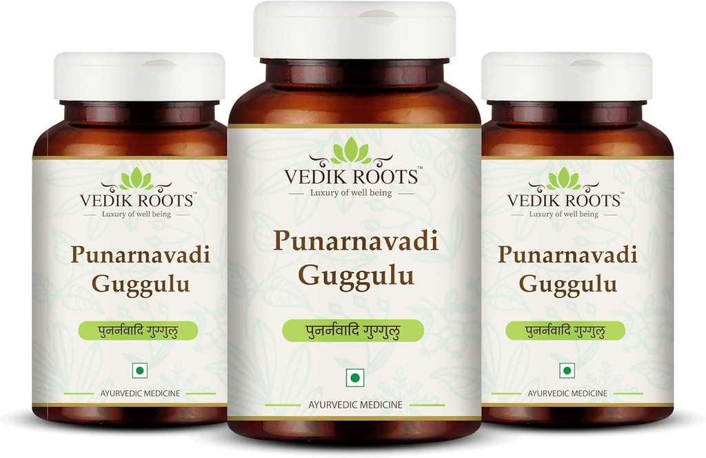 Punarnavadi Guggulu - wspomaga nerkę i wątrobę w zdrowiu 124; promuje równowagę płynów i ogólne Wellness 124; Ayurvedic Herbal Supplement Agregat 124; 180 tabletek