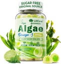Omega 3 Gummies 2200mg z Algae Oil (DHA 640mg & EPA 290mg) dla kobiet i mężczyzn, Vegan Omega 3 Fish Oil Alternative, w / CoQ10, Astaksantyna, Witamina A, E, D3 for Brain, Eye, Antioksydant, Sugar Free, 1Pack