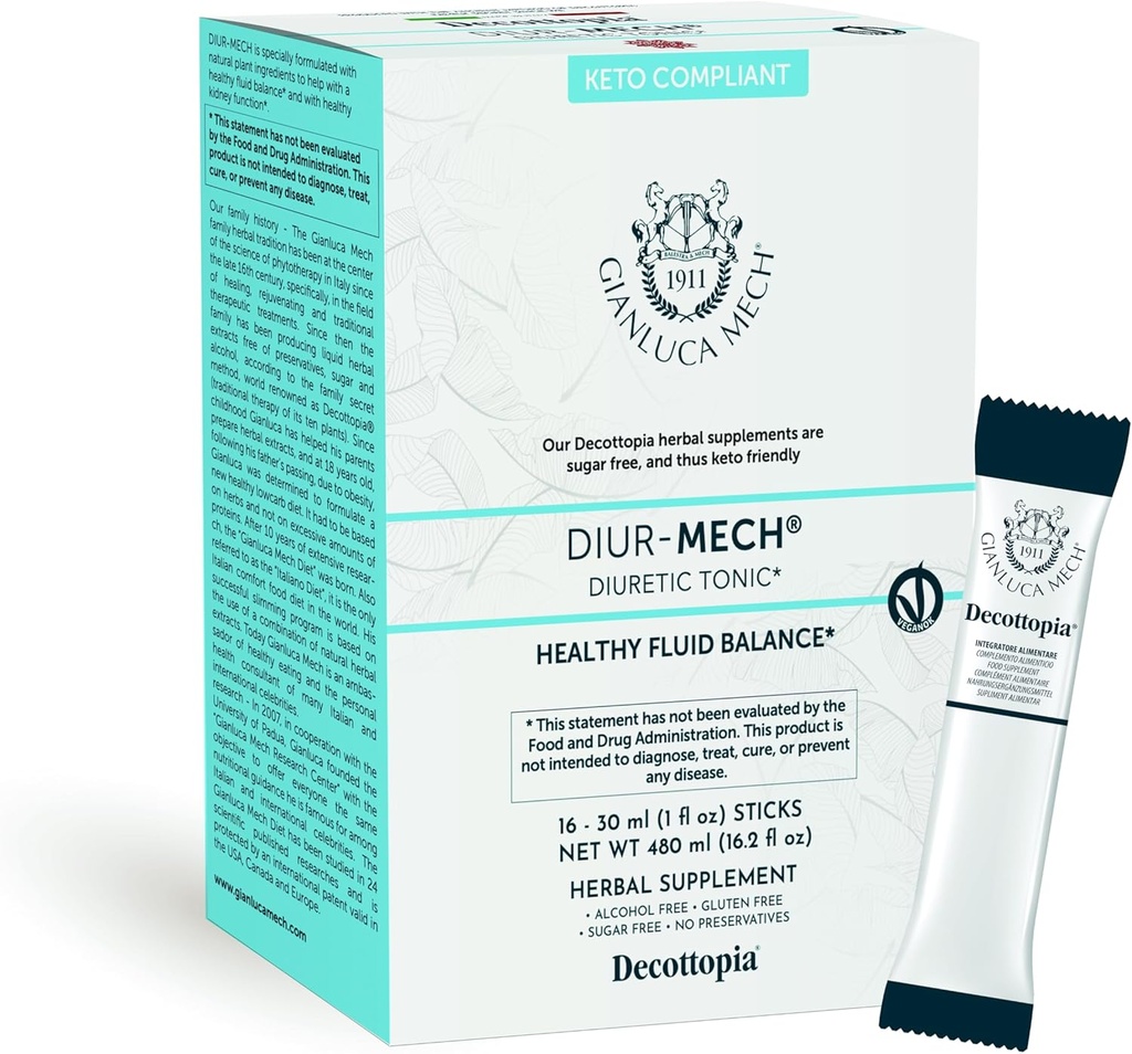 Gianluca Mech - Keto Compliant Tonic diuretyczny z funkcji odprowadzania płynów ciała z koniem, Diuretic in Sticks, 16x30ml