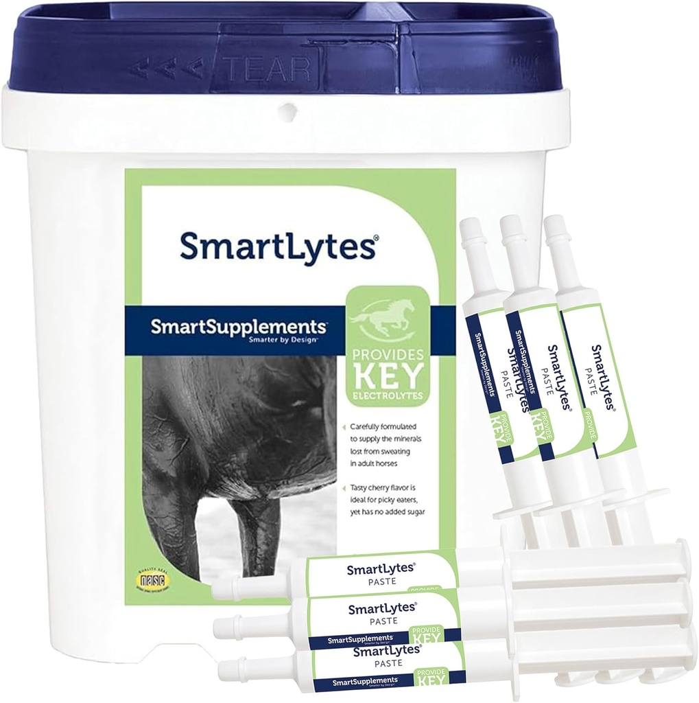 SmartEquine SmartLytes Koń Electrolyte Powder Supplement & SmartLytes Paste Koń Electrolyte Paste 6 Tubes Bundle, Zachęca do nawadniania, uzupełnia Electrolytes, Nie dodawany cukier