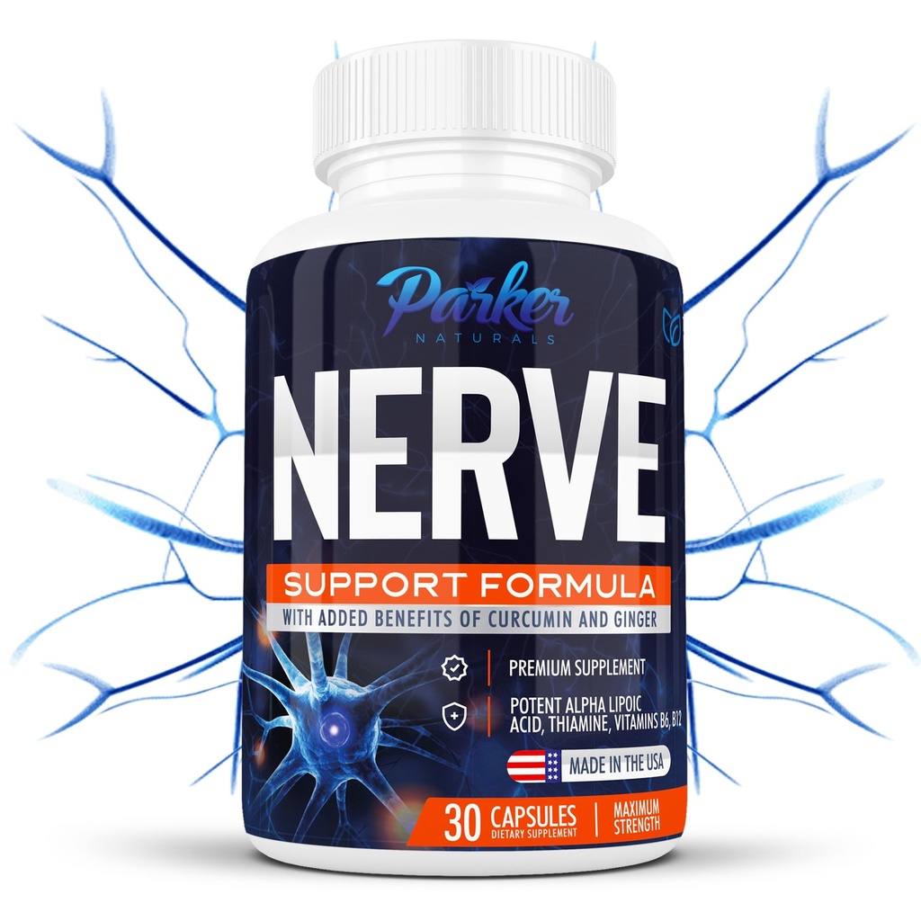 Alpha Lipoic Acid 600mg, Nerve Support Supplement Enriched z tiaminą, Kurkumina, Ginger Root i Witamina B6, B12 Wszystkie w jednym z 124; Vegan Neuro Health Supplement, Lab Tested, 30 Kapsułki