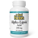 Naturalne Czynniki Kwas Alfa- lipoinowy 200mg Kapsułki, 60- Count