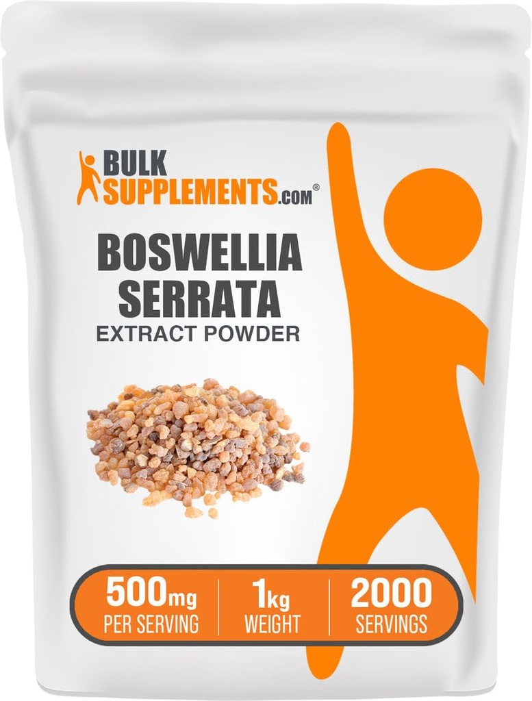 BulkSupplements.com Boswellia Serrata Extract Powder - Boswellia Supplement, from Frankincense Resin - Vegan & Gluten Free, 500mg per Serving, 1kg (2,2 lbs) (opakowanie po 1)