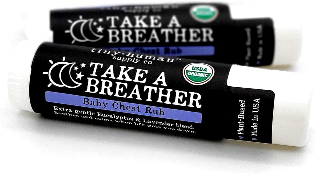 Organic Take A Breather Baby Chest Rub Stick 2pk, 100% Naturalne, Kojące Lavender & Eukaliptus, Wolny od ropy naftowej, Okrucieństwo Free