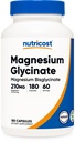 Nutricost Magnezu Glicynian Kapsułki (180 Kapsułek, 210 mg na Podawanie) - Magnezu Glicynian Suplement do Wchłaniania Gentle