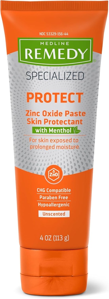 Medline Remedy Specialised Cynk Oxide Paste with Menthol (4 Oz Tube), Niezapalone, Kalamina, Nietrzymanie moczu, Diaper Rash, Ochrona przed wilgocią, Hipoalergiczne, Paraben Free, Dorośli, Kojąca