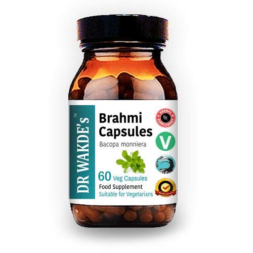 Kapsułki Brahmi DR WAKDE (Bacopa monniera, 60 Czapek Veg, Suplement bazujący na plantacji, Herb Ayurvedic, All Natural, Vegan)