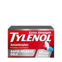 Tylenol Extra Strength Acetaminophen Rapid Release Gels, Fast, Strong Pain Relief, Fever Reducer, 500 mg Gelcaps with Laser‑Drilled Holes for Fast Release, OTC Medicine, 50 Count