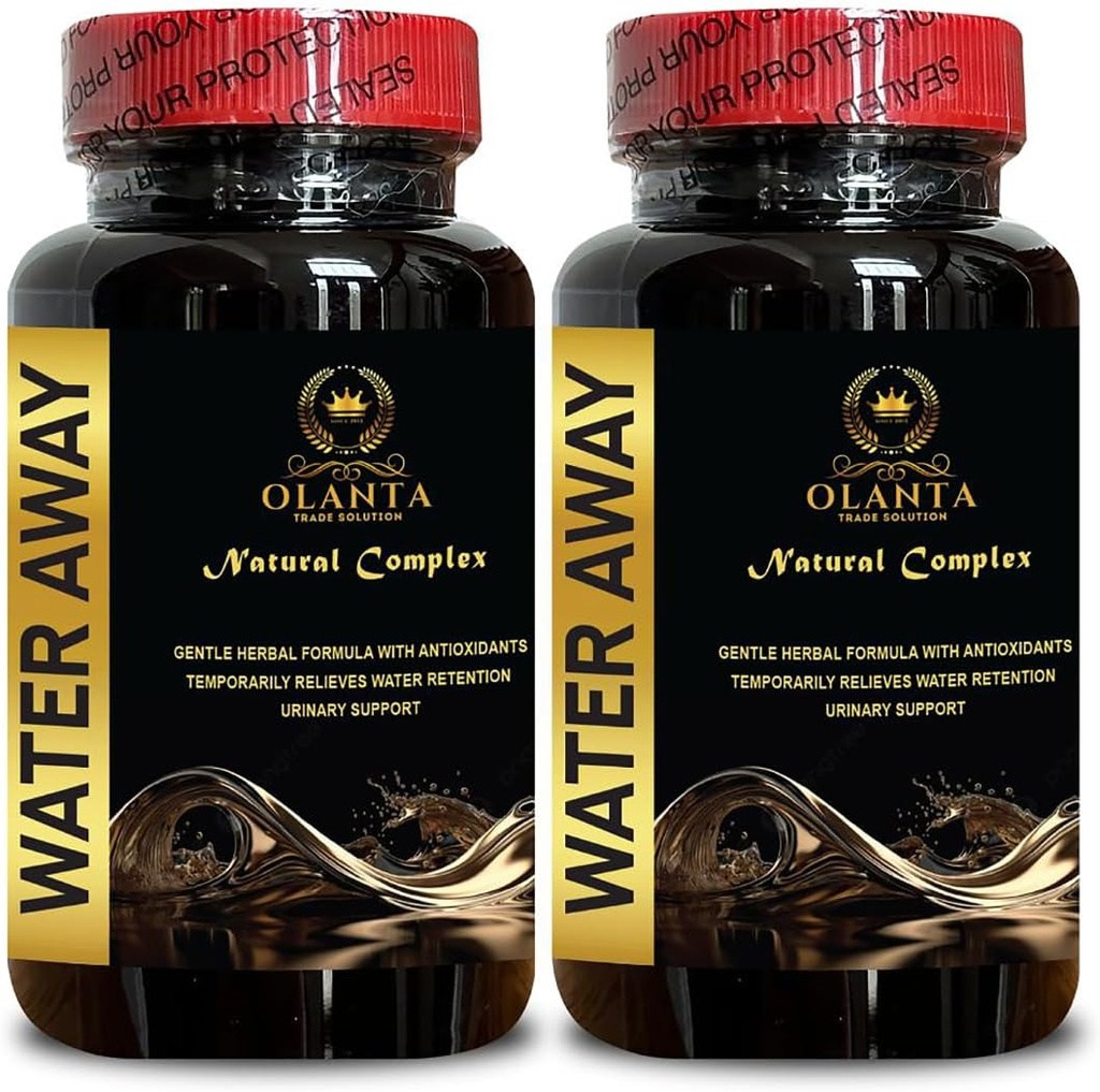 Natural Water Away Pills - Pigułki z wodą diuretyczną, szybko działające dmuchane ulgi, zatrzymanie wody, dieta z kwasem moczowym, zatrzymanie wody i zaczerwienienie - 2 butelki