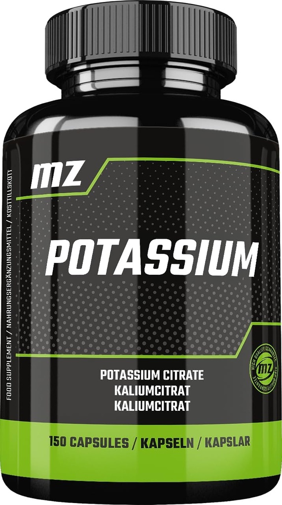Potas 365 mg z organicznej postaci cytrynian potasu - 150 kapsułki wegańskie - 5 miesięcy dostaw - Suplement diety do utrzymania normalnego ciśnienia krwi i funkcji mięśni - przez MZ